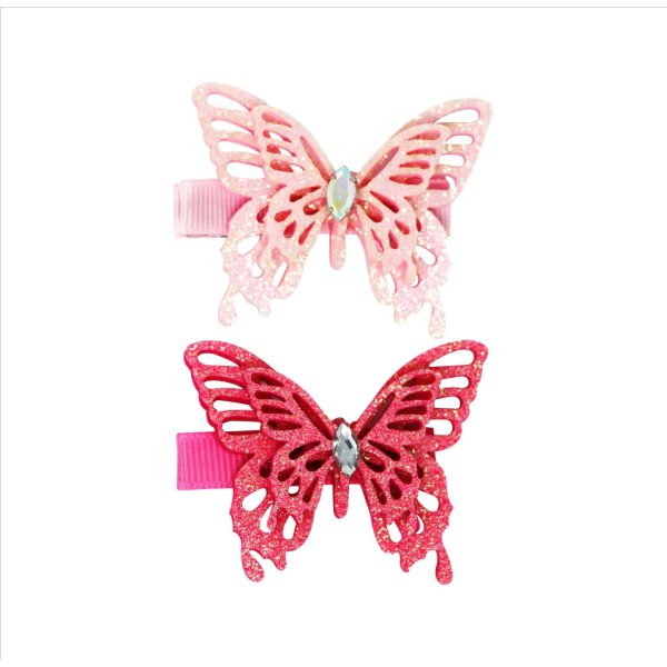 PINK POPPY GLITTER BUTTERFLY HAIR CLIPS Fashion