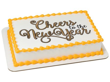 Cheers to the New Year! Edible Cake Topper Image For Discount