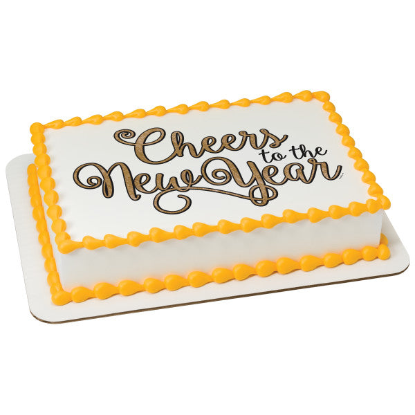 Cheers to the New Year! Edible Cake Topper Image For Discount