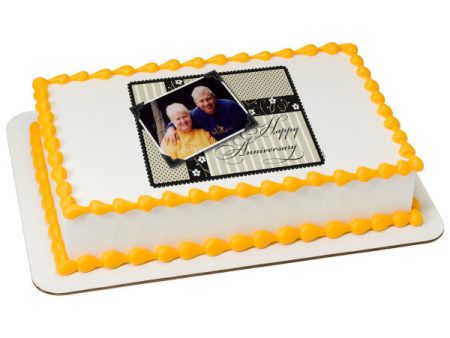 Anniversary Modern Edible Cake Topper Image Frame For Cheap