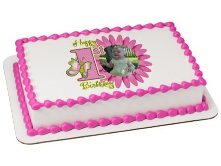 First Birthday (1st Birthday) Butterfly Edible Cake Topper Image Frame Online