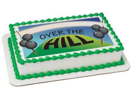 Over The Hill Banner Edible Cake Topper Image Cheap