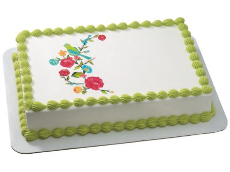 Bird on Blooming Branch Edible Cake Topper Image Online