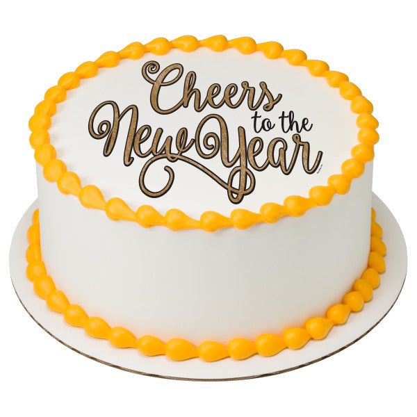 Cheers to the New Year! Edible Cake Topper Image For Discount