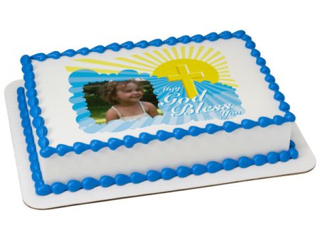 God Bless Cross Edible Cake Topper Image Frame For Discount