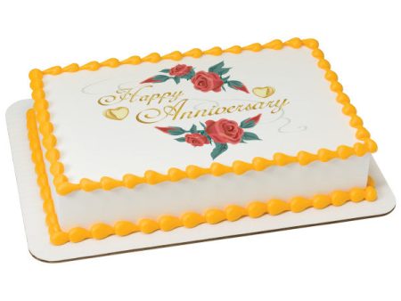 Anniversary Flowers Edible Cake Topper Image Fashion