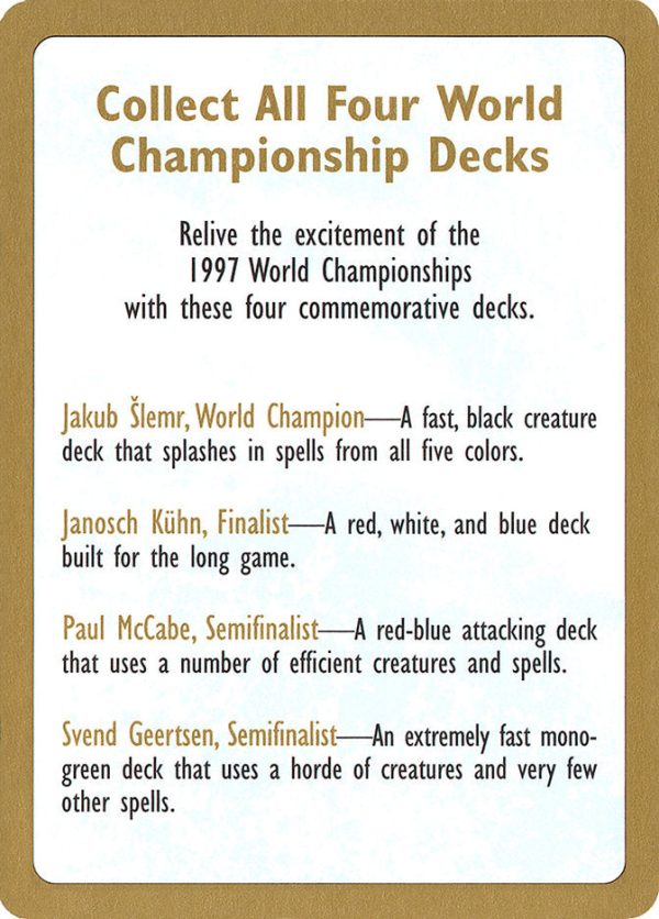 1997 World Championships Ad [World Championship Decks 1997] Fashion