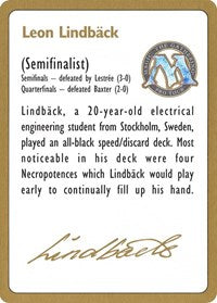 1996 Leon Lindback Biography Card [World Championship Decks] Discount